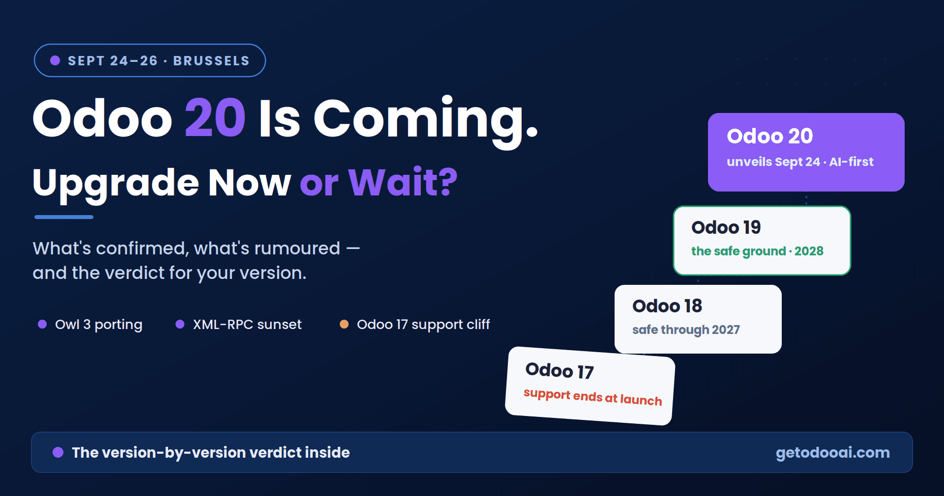 Odoo 20 Release: What's Confirmed, What's Rumoured, and Whether to Upgrade Now or Wait